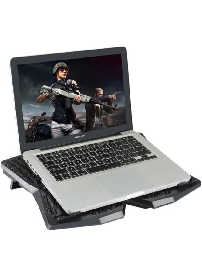 Laptop Stand & Cooling Pad S400 – 4 Powerful Blue LED Fans for Fast & Silent Cooling, Ergonomic 30° Design, Dual USB Ports, Anti-Slip Support, Iron Mesh Surface – Compatible with 12" to 17" Laptops for Work, Gaming & Everyday Use - Image 5