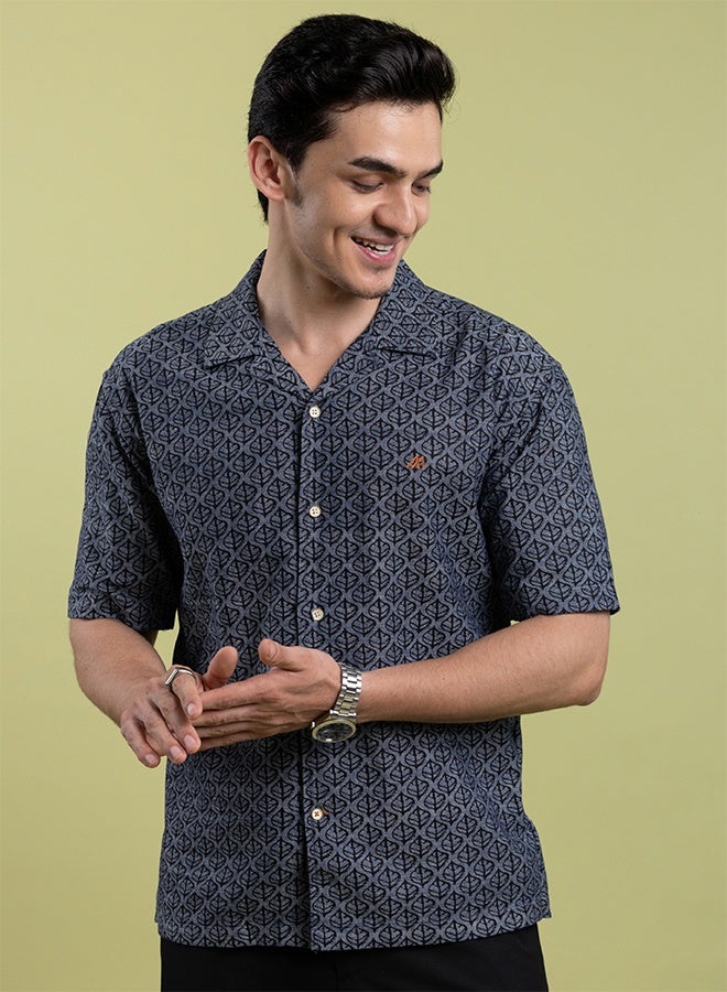 Mannerism The Urban Texture Denim Shirt with Rugged Printed Finish - Image 2