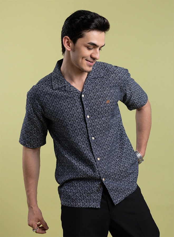 Mannerism The Urban Texture Denim Shirt with Rugged Printed Finish - Image 1
