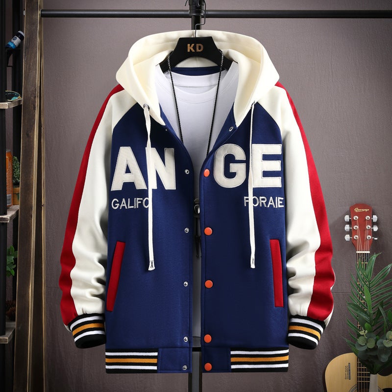 Trendy Brand Youth Jacket Boys Casual Handsome Jacket Sports Hooded Sweatshirt Baseball Clothing Men - Image 1