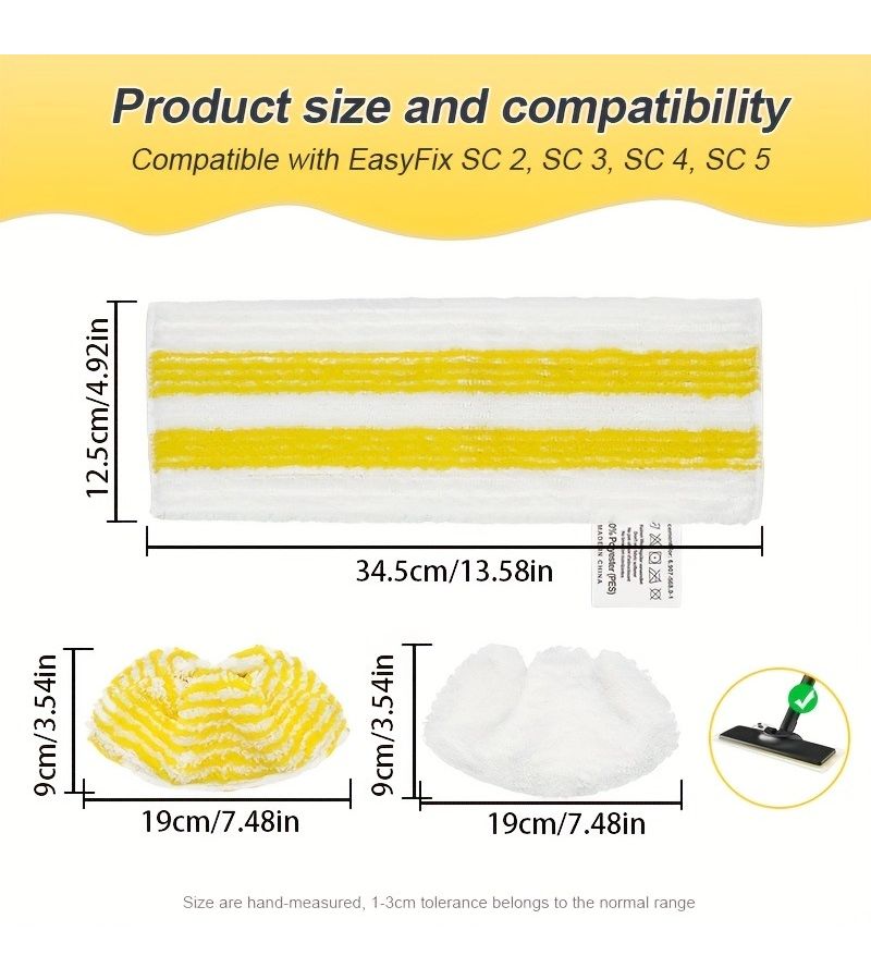 6 Replacement Pads And Cover Sets For Steam Mop Deep Cleaning Water Absorbent Wear Resistant Kitchen Bathroom Living Room Floor Cleaning Accessories - Image 3