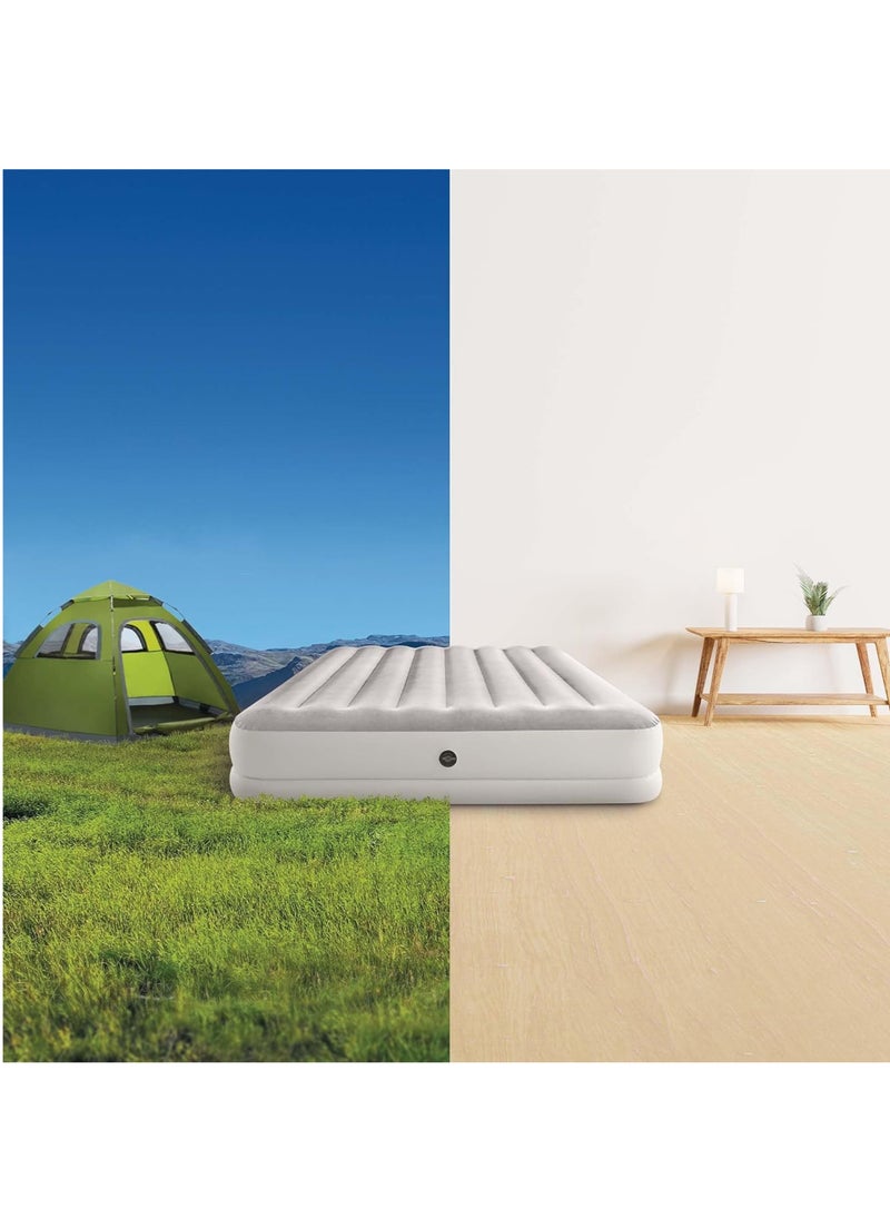 INTEX - Dura-Beam Prestige Mid-Rise Inflatable Mattress Double with USB Pump PVC Gray 152x203x30cm - Image 1
