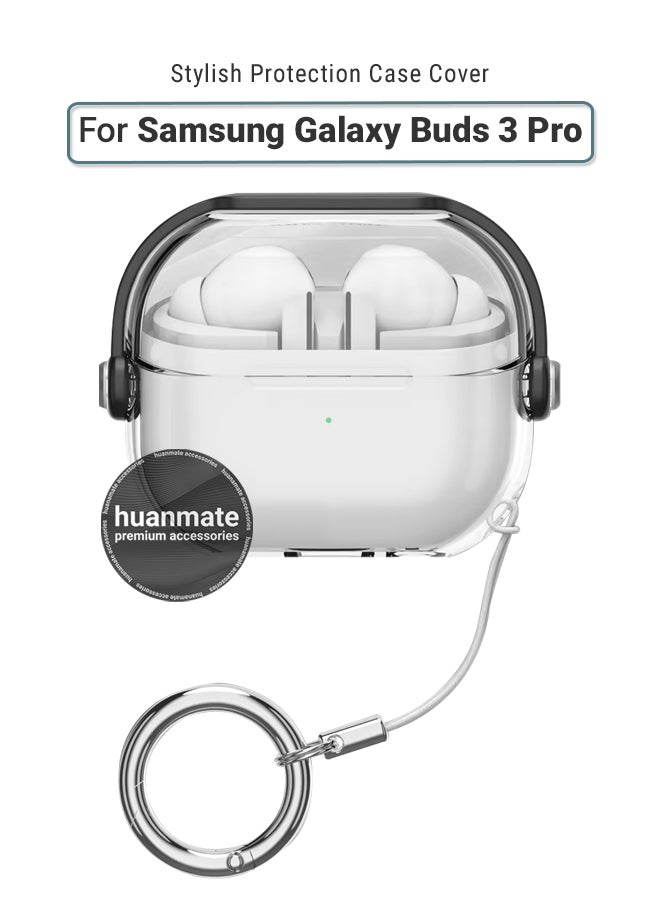 huanmate Samsung Galaxy Buds 3 Pro Premium Protection Case Cover - Clear/Black - Lightweight, Stylish Design, Accurate Cut-outs - Easy to Install & Remove - Durable Shield for Your Samsung Galaxy Buds 3 Pro - Image 1
