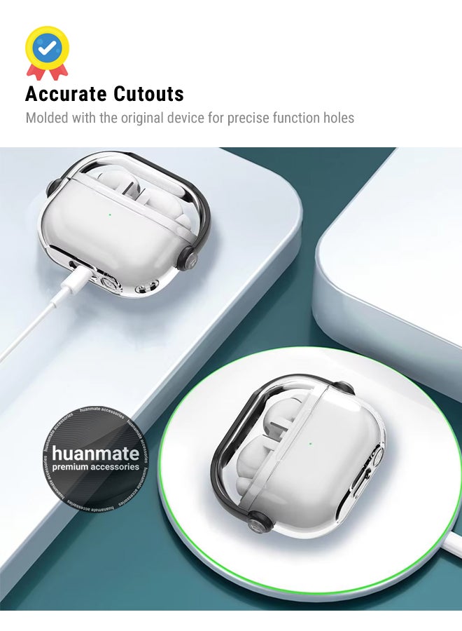 huanmate Samsung Galaxy Buds 3 Pro Premium Protection Case Cover - Clear/Black - Lightweight, Stylish Design, Accurate Cut-outs - Easy to Install & Remove - Durable Shield for Your Samsung Galaxy Buds 3 Pro - Image 5