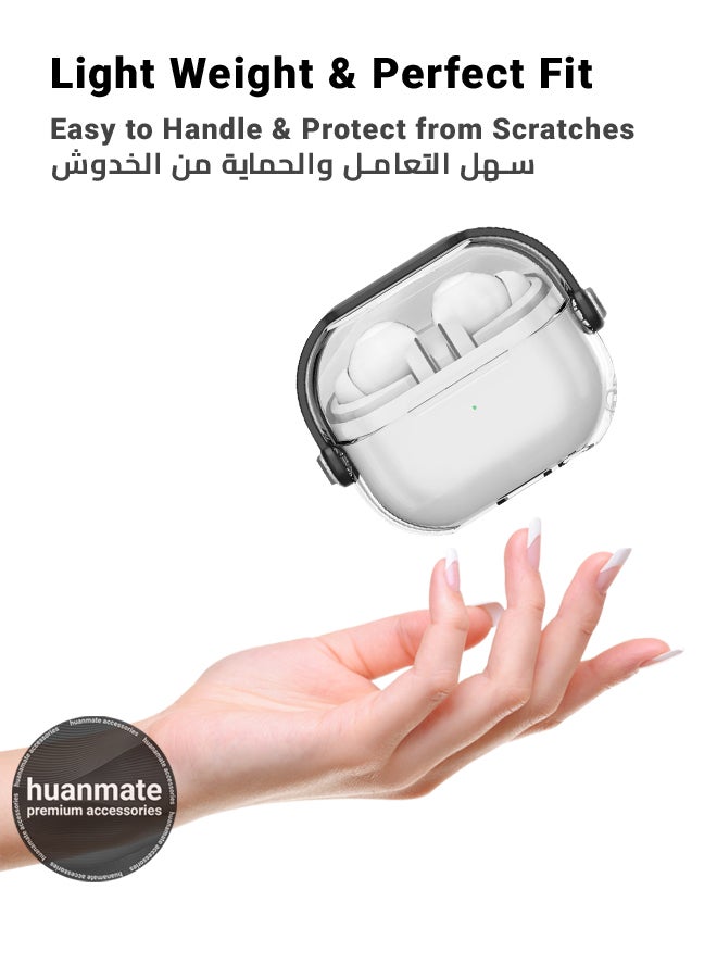huanmate Samsung Galaxy Buds 3 Pro Premium Protection Case Cover - Clear/Black - Lightweight, Stylish Design, Accurate Cut-outs - Easy to Install & Remove - Durable Shield for Your Samsung Galaxy Buds 3 Pro - Image 3