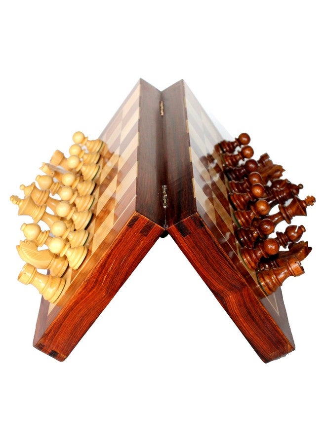 ستونكرافت مجموعة لوحة لعبة شطرنج خشبية قابلة للطي والتجميع من ستون كرافت، مقاس 12 × 12 بوصة، مع قطع خشبية فاخرة مصنوعة مغناطيسيًا (12 بوصة × 12 بوصة)، لجميع الأعمار، لون بني - Image 5