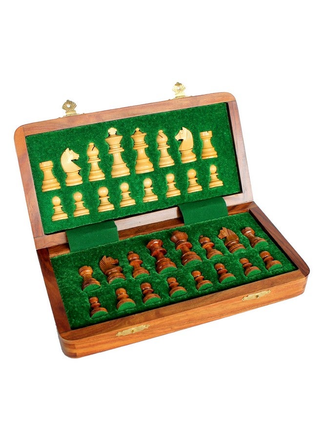 ستونكرافت مجموعة لوحة لعبة شطرنج خشبية قابلة للطي والتجميع من ستون كرافت، مقاس 12 × 12 بوصة، مع قطع خشبية فاخرة مصنوعة مغناطيسيًا (12 بوصة × 12 بوصة)، لجميع الأعمار، لون بني - Image 2