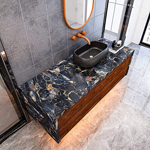 SIA VENDORS? Self Adhesive Decorative Contact Paper Peel and Stick Color Wallpaper Waterproof PVC Home Kids Room Kitchen (24 X 48 Inch, Blue Stone Marble) - Image 2