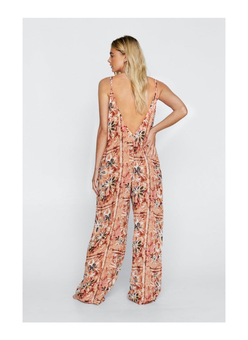 NASTY GAL - Crinkle Tile Slouchy Cover Up Jumpsuit - Image 1