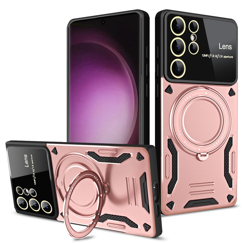Phone Case for Samsung S25/26 Ultra, Shockproof Cover with Ring Stand & Camera Lens Protector - Image 1