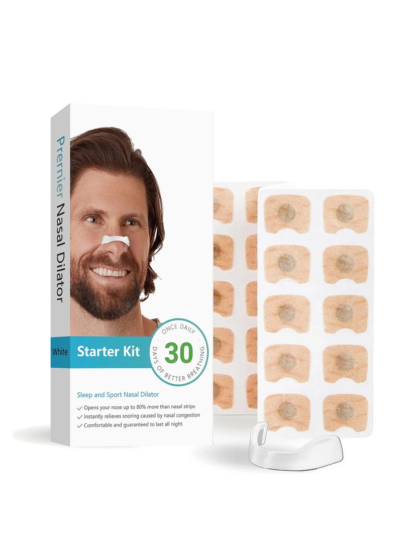 Generic 30 Count Breathing Nasal Strip Starter Kit，Boost Oxygen Intake, Reduce Snoring, Improve Sleep Quality，White  - Image 1