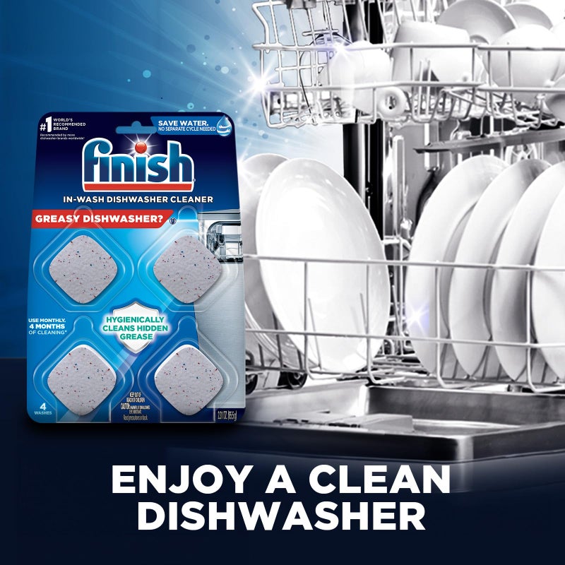 Finish Dishwasher Cleaner Tablets, 12 count, Hygienically Cleans Hidden Grease, Use in Normal Cycle, Lemon Scented, 12 Month Supply - Image 5