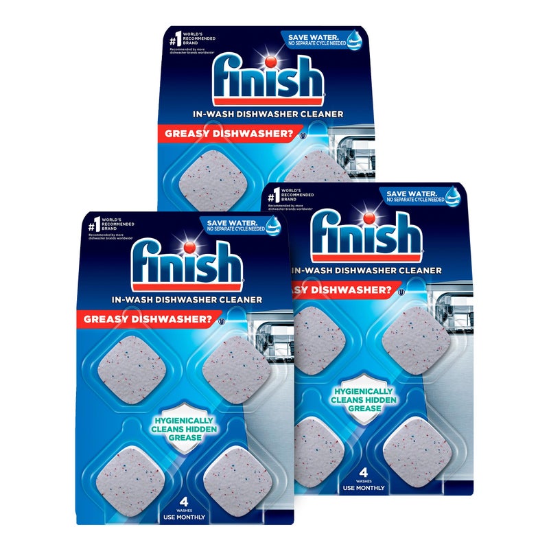 Finish Dishwasher Cleaner Tablets, 12 count, Hygienically Cleans Hidden Grease, Use in Normal Cycle, Lemon Scented, 12 Month Supply - Image 1