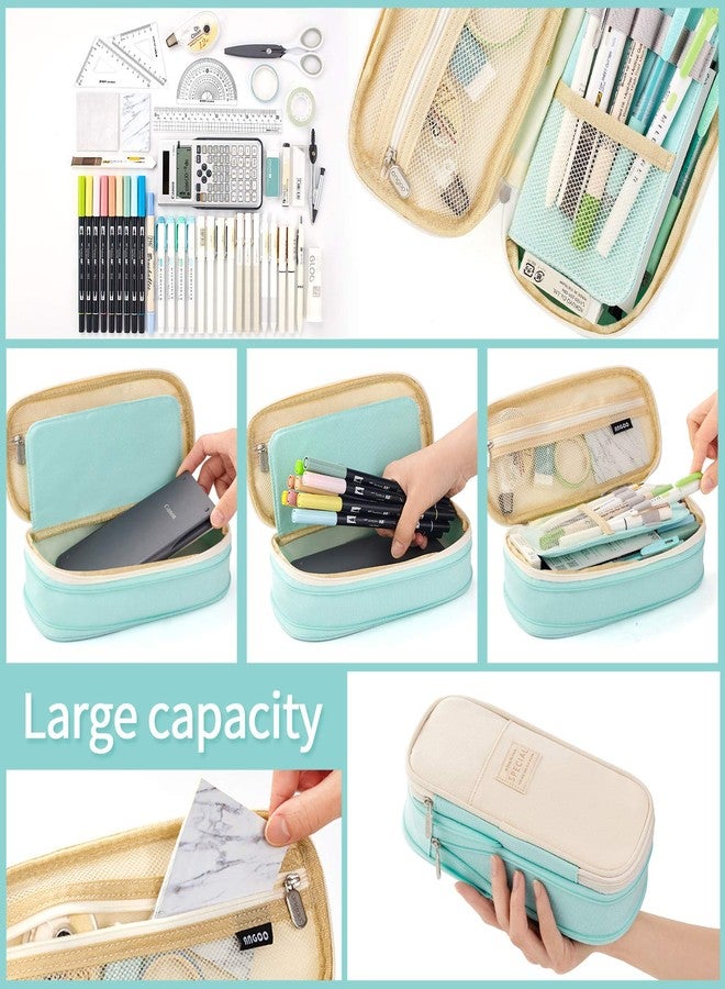 EASTHILL Big Capacity Pencil Pen Case Office College School Large Storage High Capacity Bag Pouch Holder Box Organizer (Cyan) - Image 3