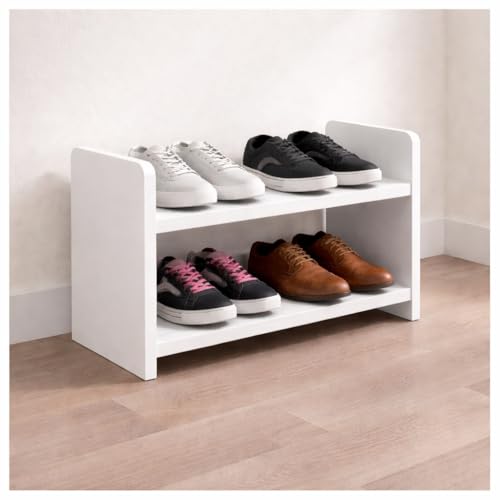 flux White Two-Tier Shoe Rack 50x20x31.5 cm | Particleboard with Laminate Finish | Space-Saving Organizer Shelf with Two Shelves for Home Office Kitchen Laundry Storage [DO IT Yourself (DIY)] - Image 1