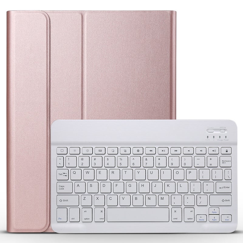 erorex A11 Bluetooth 3.0 Ultra-Thin Abs Detachable Bluetooth Keyboard Leather Tablet Case With Holder For Ipad Pro 11 2022 / 2021 / Air 5 / Air 4 (Rose Gold) - Image 1