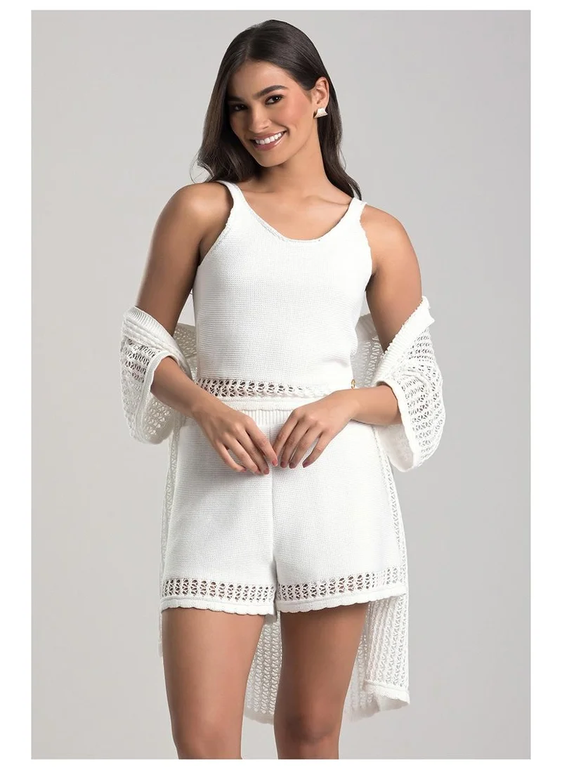 Carmen Steffens White Knit Kimono