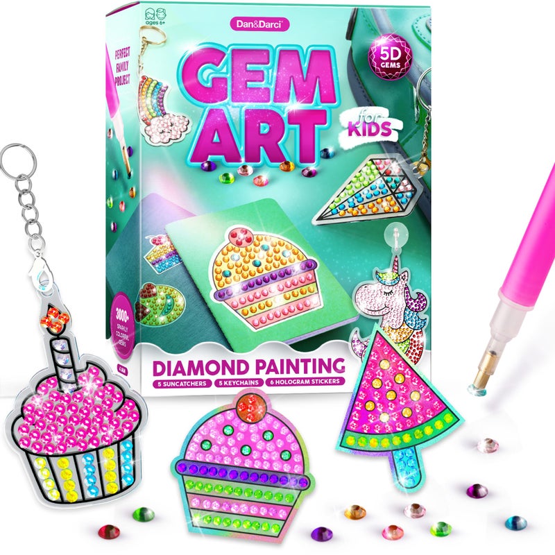 Dan&Darci Diamond Art Kit for Kids - Gem Painting Arts & Crafts Kits for Ages 6-12- Christmas Gifts for 6, 7, 8, 9, 10, 11, 12 Year Old Boy & Girl - Girls Birthday Toys Gift Ideas - Craft Activities - Image 1