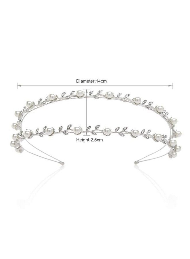 El Regalo Bridal Hair Accessory- Fancy Double-Layered Rhinestone & Pearl Vine Hairband for Girls & Women- Bridal, Bridesmaids HairBand (Silver) - Image 5