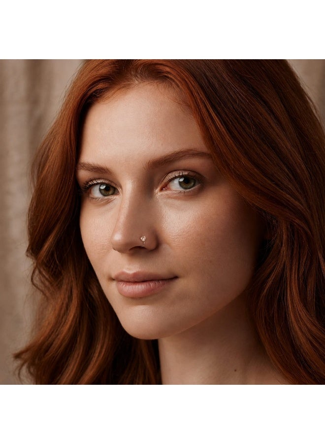 Silver-colored non-piercing nose ring with a shiny heart design - Image 4