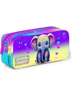 CORAL HIGH Pink Turquoise Elephant Patterned Girl Thermal Insulated Lunch Bag and Pencil Case Set  - Image 3