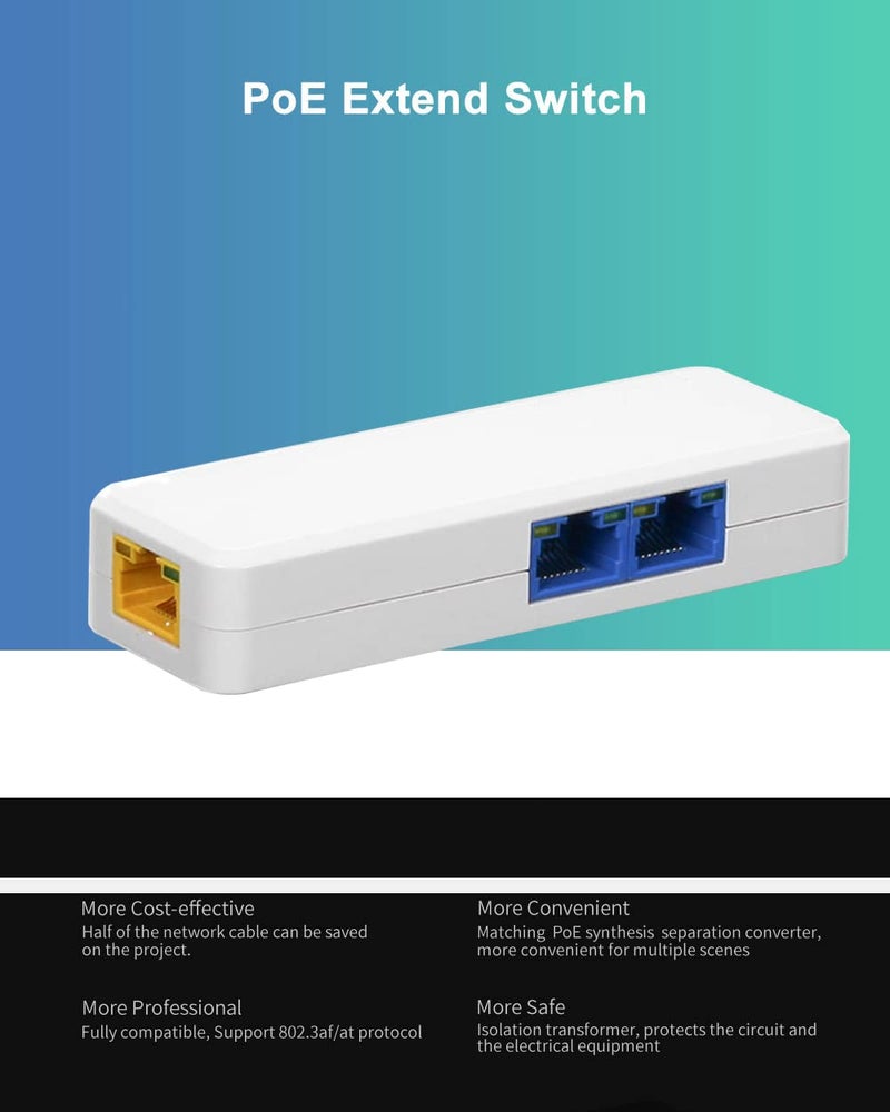 Hanutech Poe Extender Upto 100M Supported 2 Cameras,Poe Extension Networking Device (No External Power Required) - Image 4