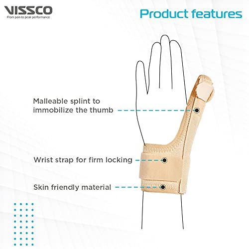 Vissco Thumb Brace Thumb Support for Both Left/Right -Locks the Thumb Free Hand Movement, Thumb Injuries, Pain Solution for Ligament laxity - Universal (Beige) - Image 3