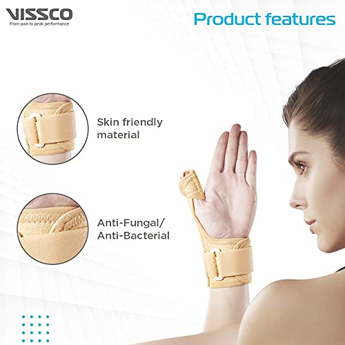Vissco Thumb Brace Thumb Support for Both Left/Right -Locks the Thumb Free Hand Movement, Thumb Injuries, Pain Solution for Ligament laxity - Universal (Beige) - Image 5