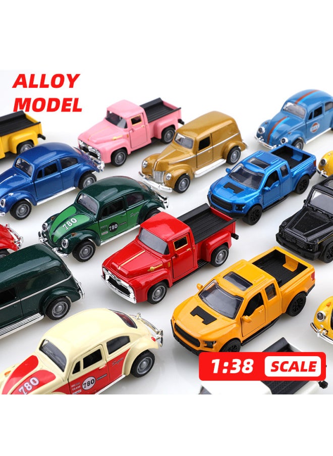 Generic - Bag 1:38 Retro Classic Classic Car Pickup Alloy Car Model Simulation Children's Toy Car Cross-border-Color:(bubble Bag) 1:38 Ben Gt Light Blue - Image 1