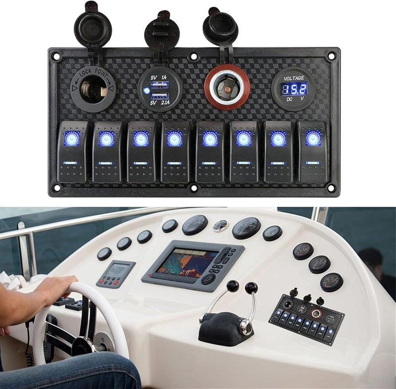Wivplex 12V 24V Dual USB Lighter Socket 8 Gang Switch Panel - Image 5