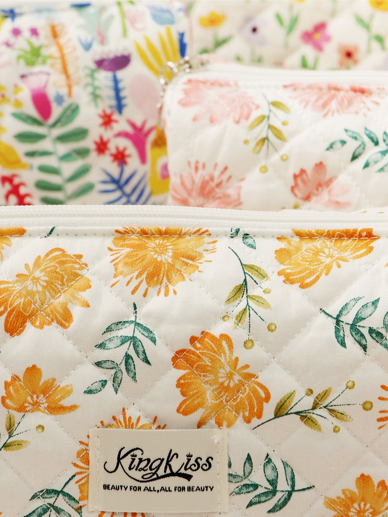 Quilted Makeup Bag Factory Large Capacity Floral Portable Travel Waterproof - Image 5