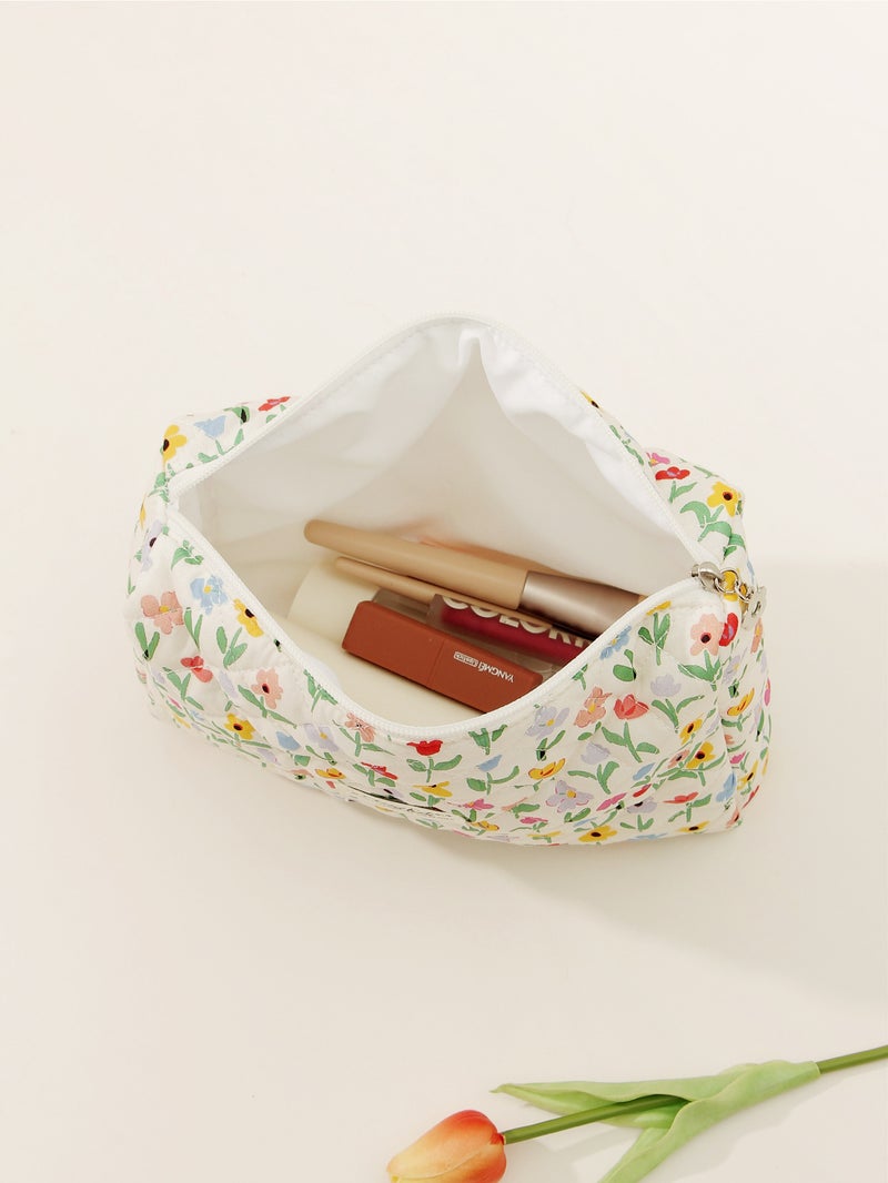 Quilted Makeup Bag Factory Large Capacity Floral Portable Travel Waterproof - Image 3