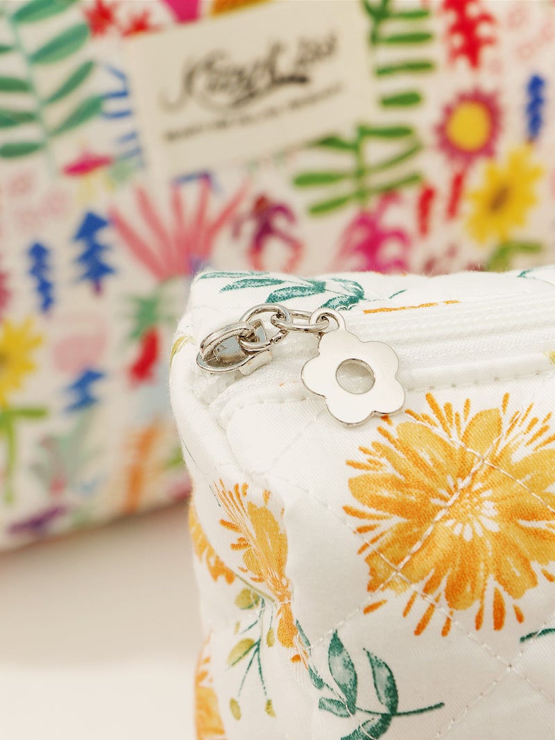 Quilted Makeup Bag Factory Large Capacity Floral Portable Travel Waterproof - Image 4