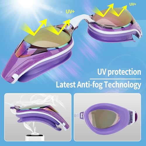 Wave Nearsighted Swim Goggles, Shortsighted Optical Swimming Goggles No Leaking Anti Fog UV Protection for Adult Men Women - Image 5