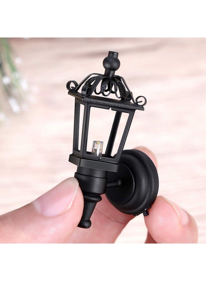 Leorx Vintage Diy Dollhouse 1 12 Dollhouse Miniature Led Wall Light Lamp (Black) - Image 3