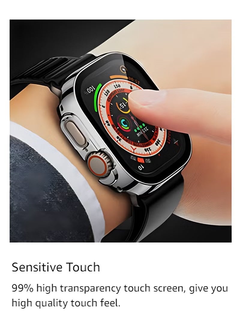 Protective Case With Screen Protector For Apple Watch series Ultra Ultra2，Waterproof Case， Full Protective  Bumper Face Cover Accessories Silver - Image 4