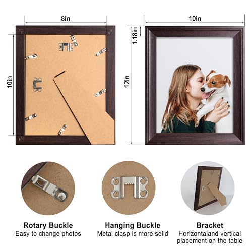 iRahmen 8x10 Picture Frame Set of 4, Dark Brown Vintage Photo Frame with Real Glass, 8 x 10 Frames for Wall Mount and Tabletop Display - Image 4