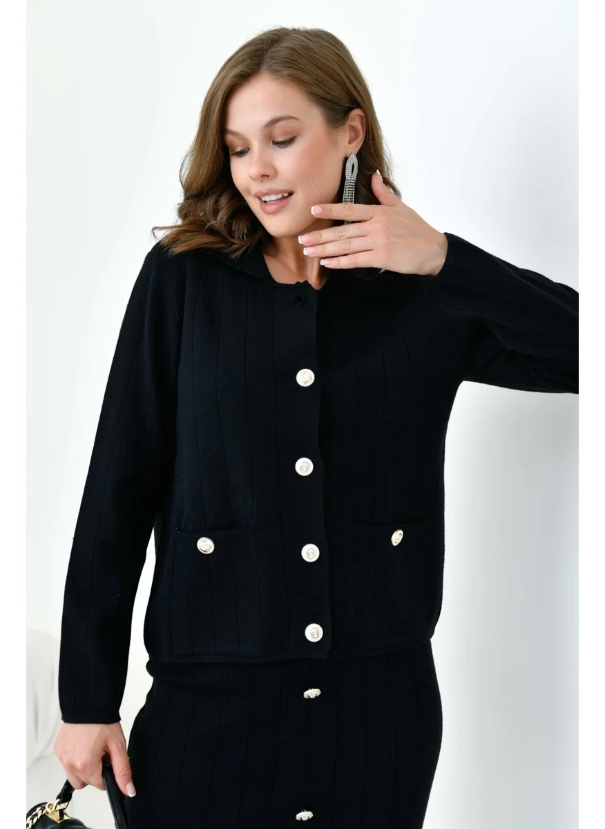 جارمي Women's Buttoned Two Piece Suit Black