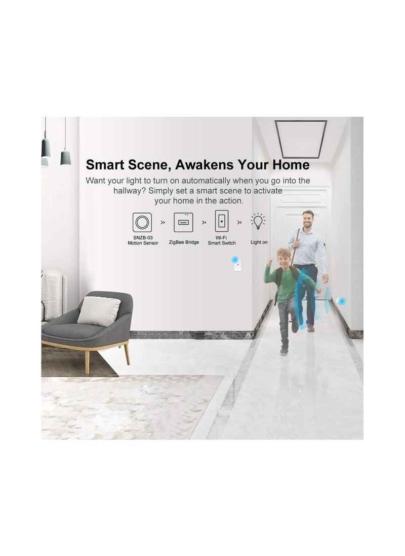 ماركة غير محددة - حساس حركة SNZB-03 ZigBee - كاشف حركة لاسلكي لتنبيهات المنزل وتفعيل الإضاءة، يتطلب جسر Zigbee، يتضمن بطاريات، مثالي للممرات، الحمامات، والمطابخ. - Image 1