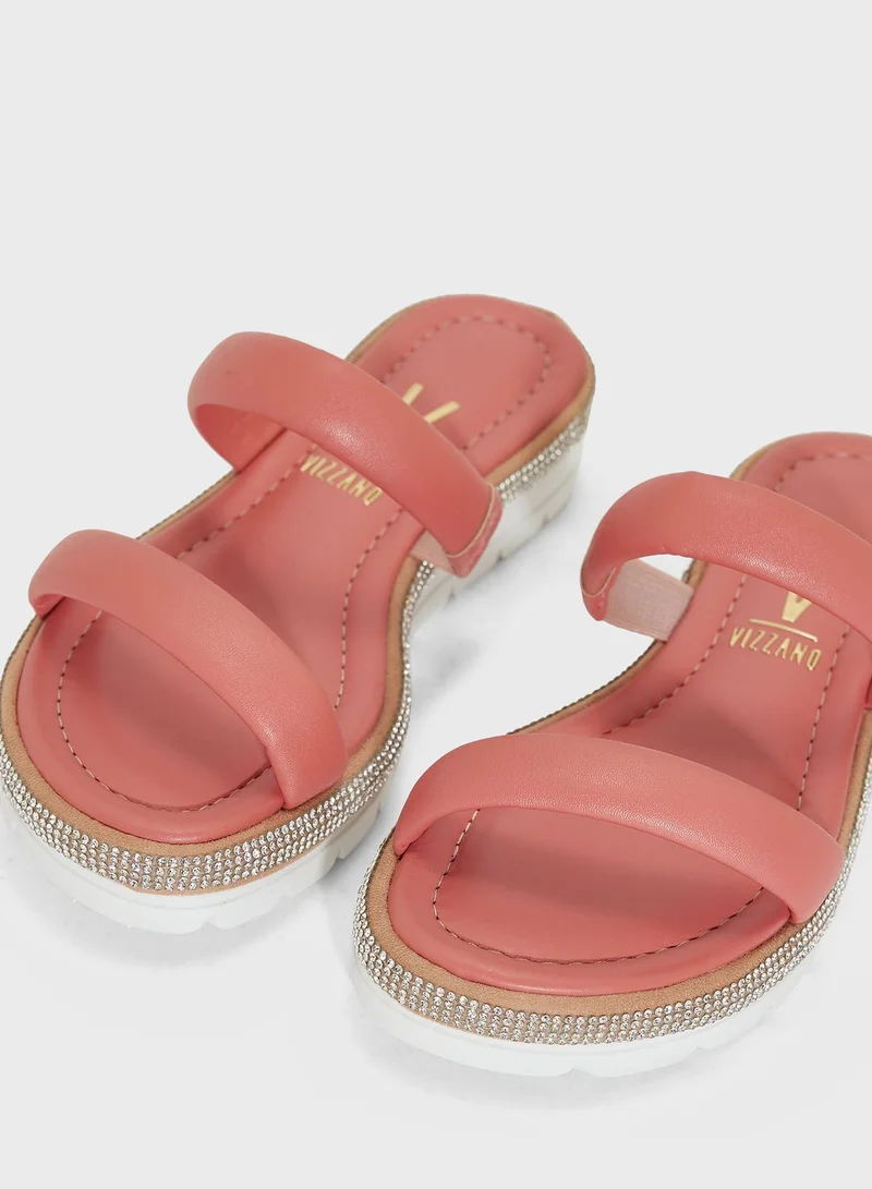 VIZZANO Lillian Multi Strap Low Heel Wedge Sandals