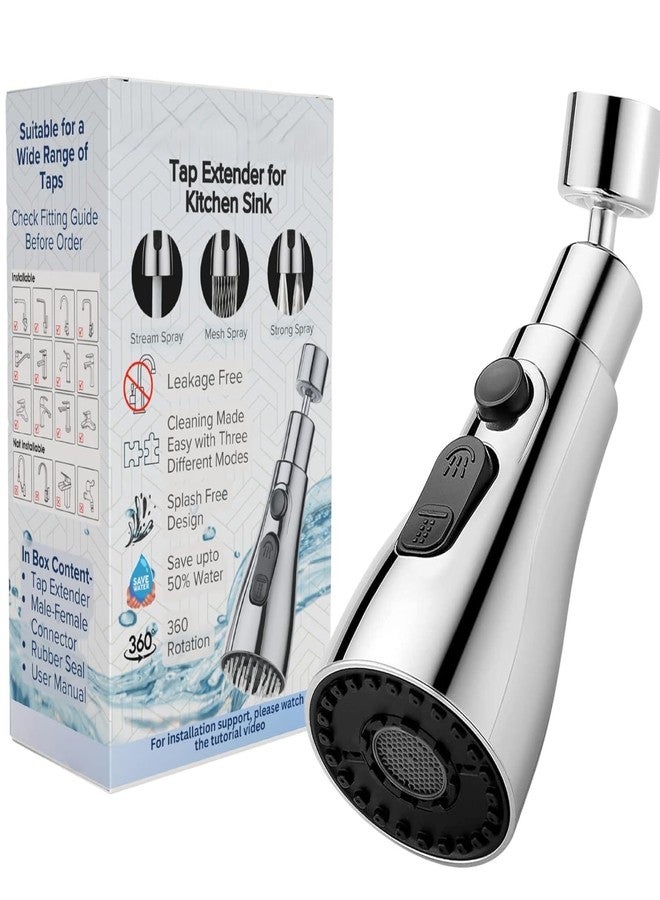 Phueut Kitchen Sink Faucet Extender, Flexible Tap Extension, Easy Access Sprayer, Handheld Steam Cleaner, Pressurized (Black Silver), Standard - Image 1