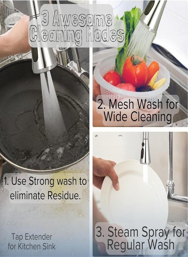 Phueut Kitchen Sink Faucet Extender, Flexible Tap Extension, Easy Access Sprayer, Handheld Steam Cleaner, Pressurized (Black Silver), Standard - Image 4