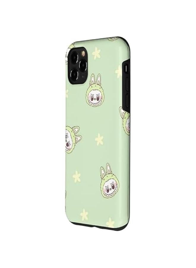 Arabest Funny Labubu Lover Cute Labubu Face Green & Flowers Case for iPhone 11 Pro Max - Image 2