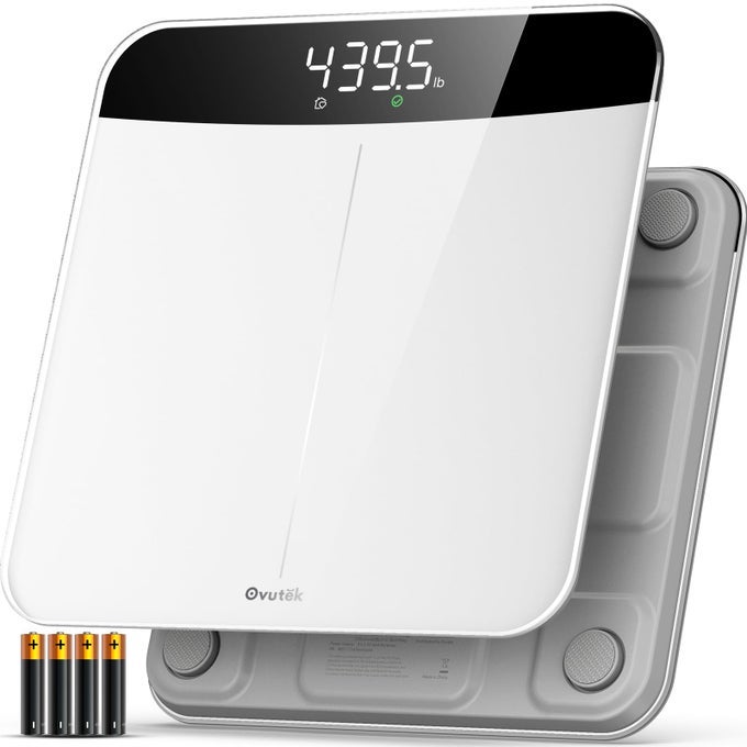SCALE FOR BODY WEIGHT HIGHLY ACCURATE 450LB DIGITAL BATHROOM SCALES FOR PEOPLE AUTOMATIC WEIGHING MACHINE FOR BABY PET LIGHT ITEMS LARGE LED STURDY AND DURABLE BASE WHITE