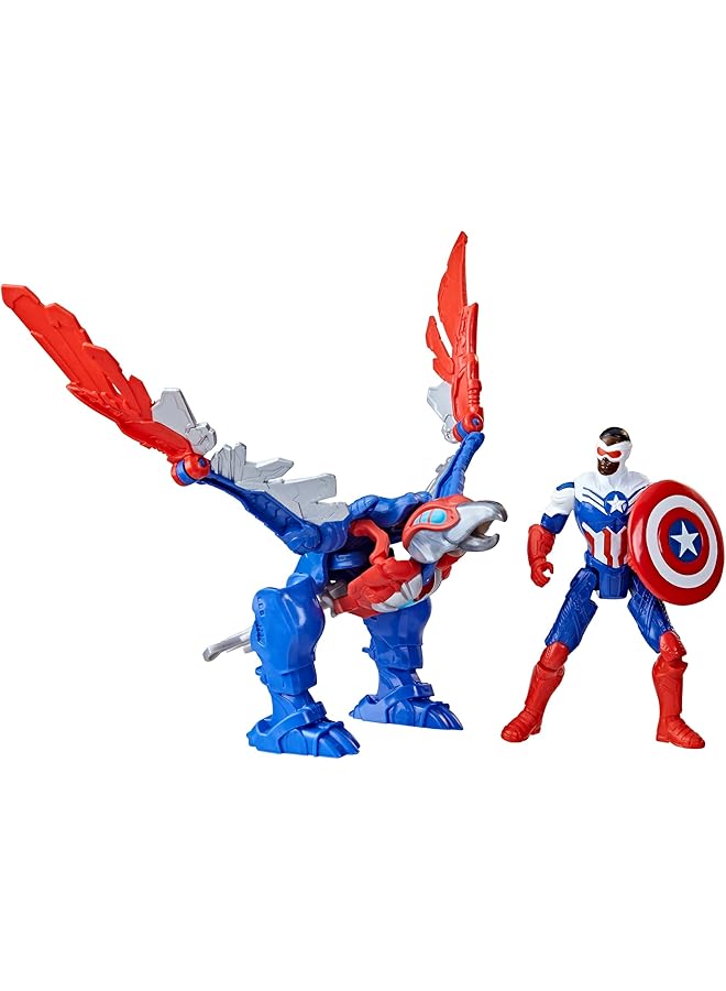 MARVEL Captain America With Redwing Mechasaur Action Figures 4" F6675 - Image 1