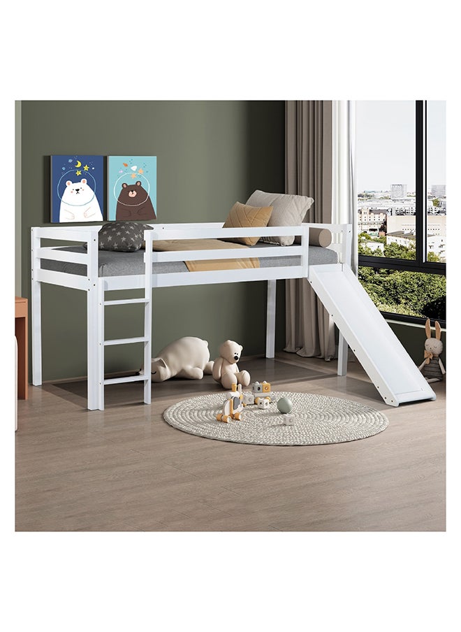 Home Box Vanilla Loft Single Bed with Slide and Climbing Ladder 219 x 113 x 98 cm  - Image 1