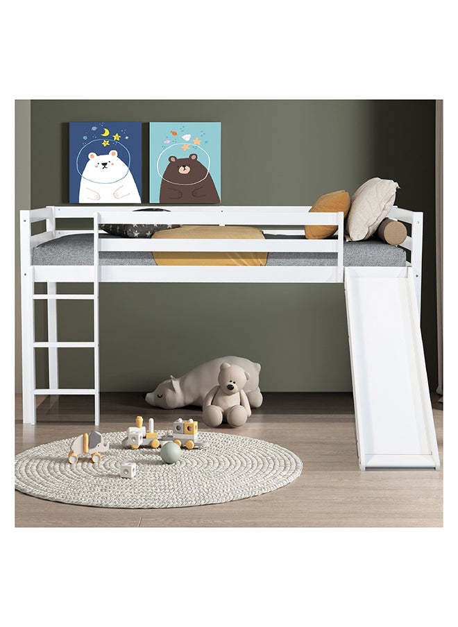 Home Box Vanilla Loft Single Bed with Slide and Climbing Ladder 219 x 113 x 98 cm  - Image 3