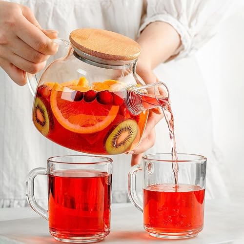 VILON 1.1L Borosilicate Glass Pitcher – Stylish Transparent Water Jug with Lid – Heat Resistant Beverage Carafe for Hot/Cold Drinks & Juices - Image 2