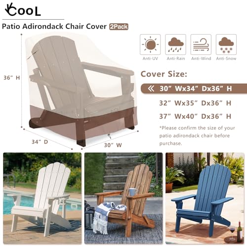 okcool Patio Adirondack Chair Cover 2 PackWaterproof Heavy Duty Outdoor Chair CoversPatio Adirondack Chair Cover for Outdoor Chair30 W x 34 D x 36 H inchesBeige Brown - Image 3