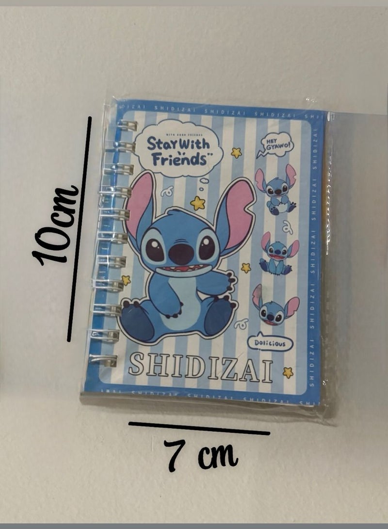 Small notebook in the shape of stitch children's drawings, wire-bound, size 10 × 7 cm, for school and office supplies (pack of 4) - Image 2